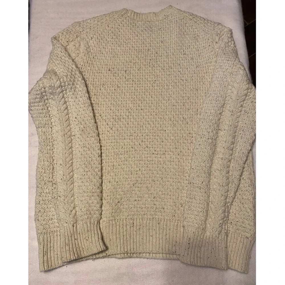 Mutual Weave  Women's Cream Cable Knit Wool Blend Sweater Size L